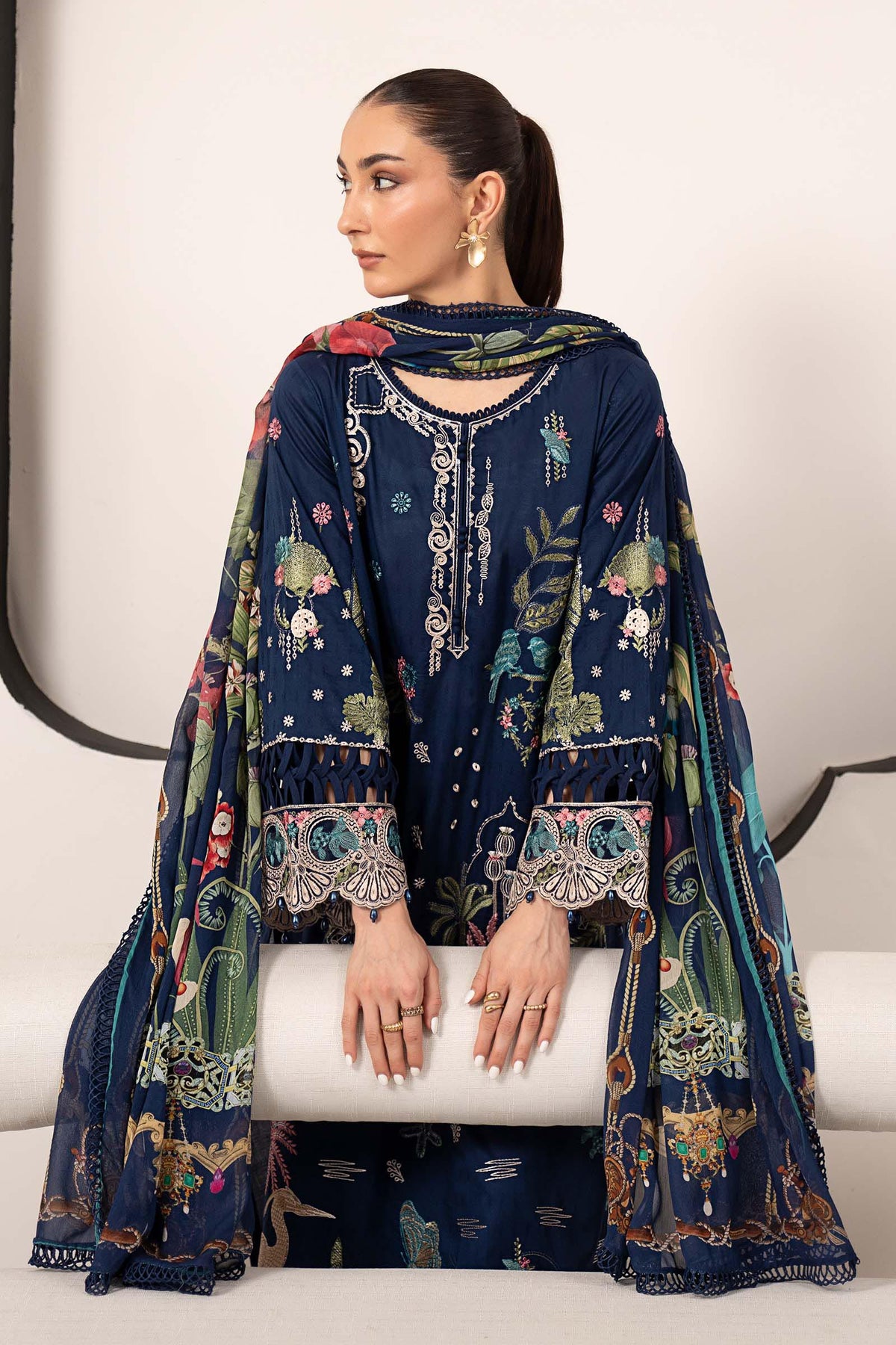 Maria B | Luxury Pret Pre Fall | DW-EA26-11-Blue by Maria B - Designer Dress  - Type : Ladies Clothes - Available at Libayah - 100% Original 