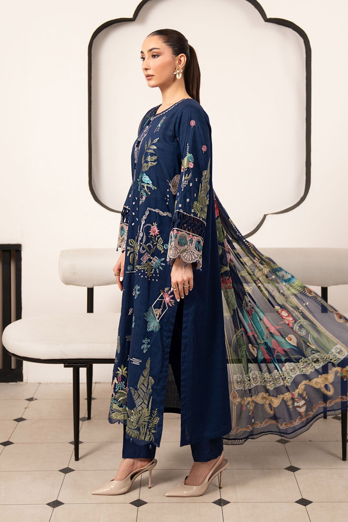 Maria B | Luxury Pret Pre Fall | DW-EA26-11-Blue by Maria B - Designer Dress  - Type : Ladies Clothes - Available at Libayah - 100% Original 