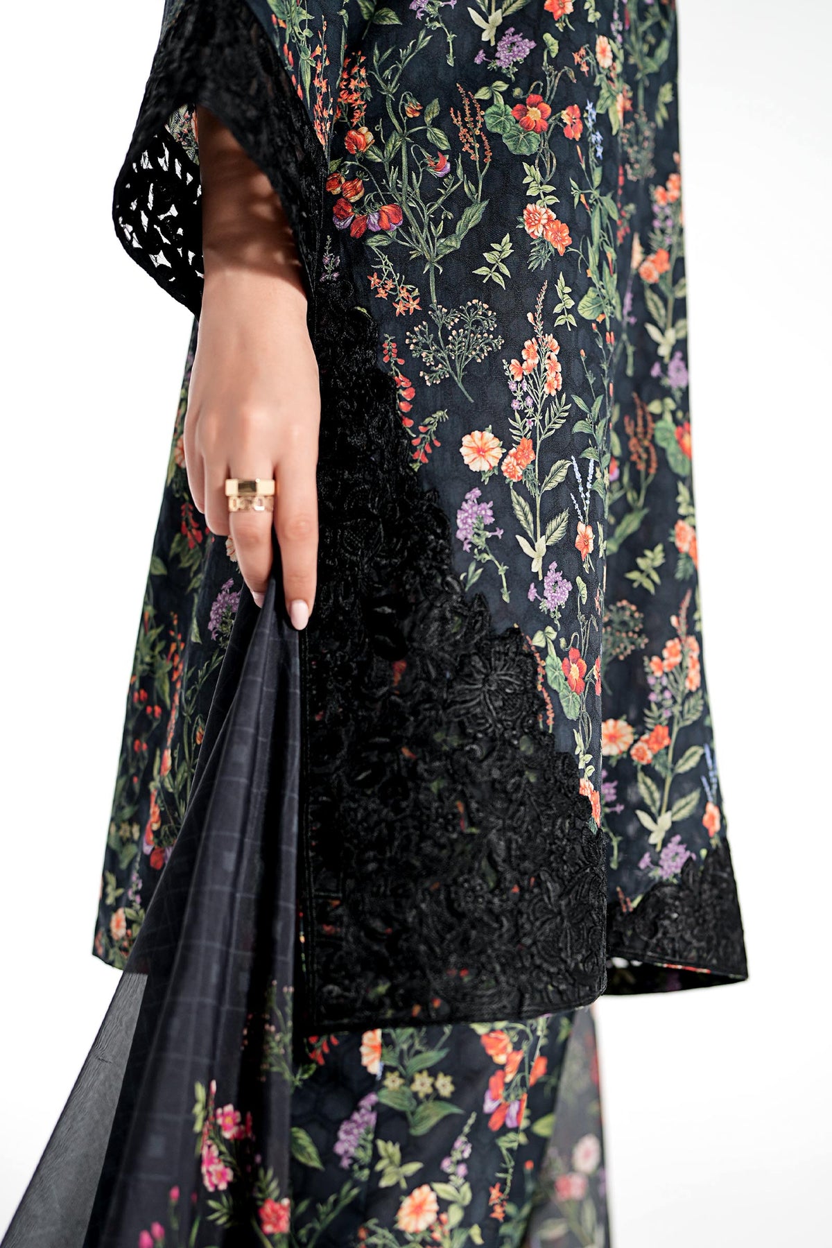 Maria B | Luxury Winter Pret 25 | DW-EF23-71R1-Black by Maria B - Designer Dress  - Type : Ladies Clothes - Available at Libayah - 100% Original 