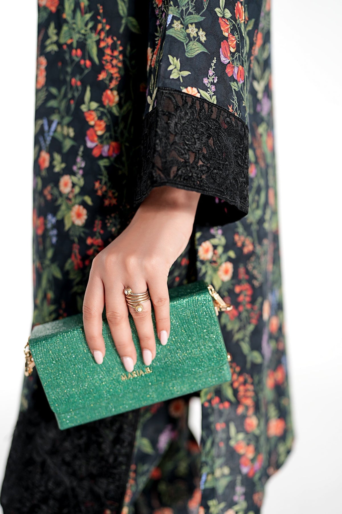 Maria B | Luxury Winter Pret 25 | DW-EF23-71R1-Black by Maria B - Designer Dress  - Type : Ladies Clothes - Available at Libayah - 100% Original 