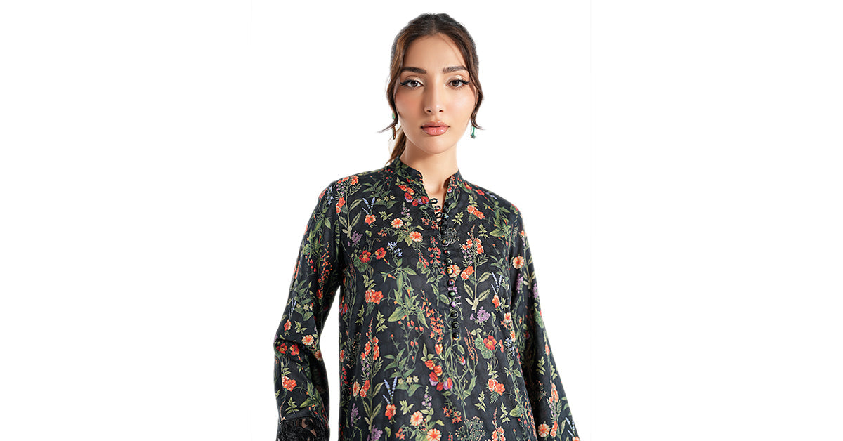 Maria B | Luxury Winter Pret 25 | DW-EF23-71R1-Black by Maria B - Designer Dress  - Type : Ladies Clothes - Available at Libayah - 100% Original 