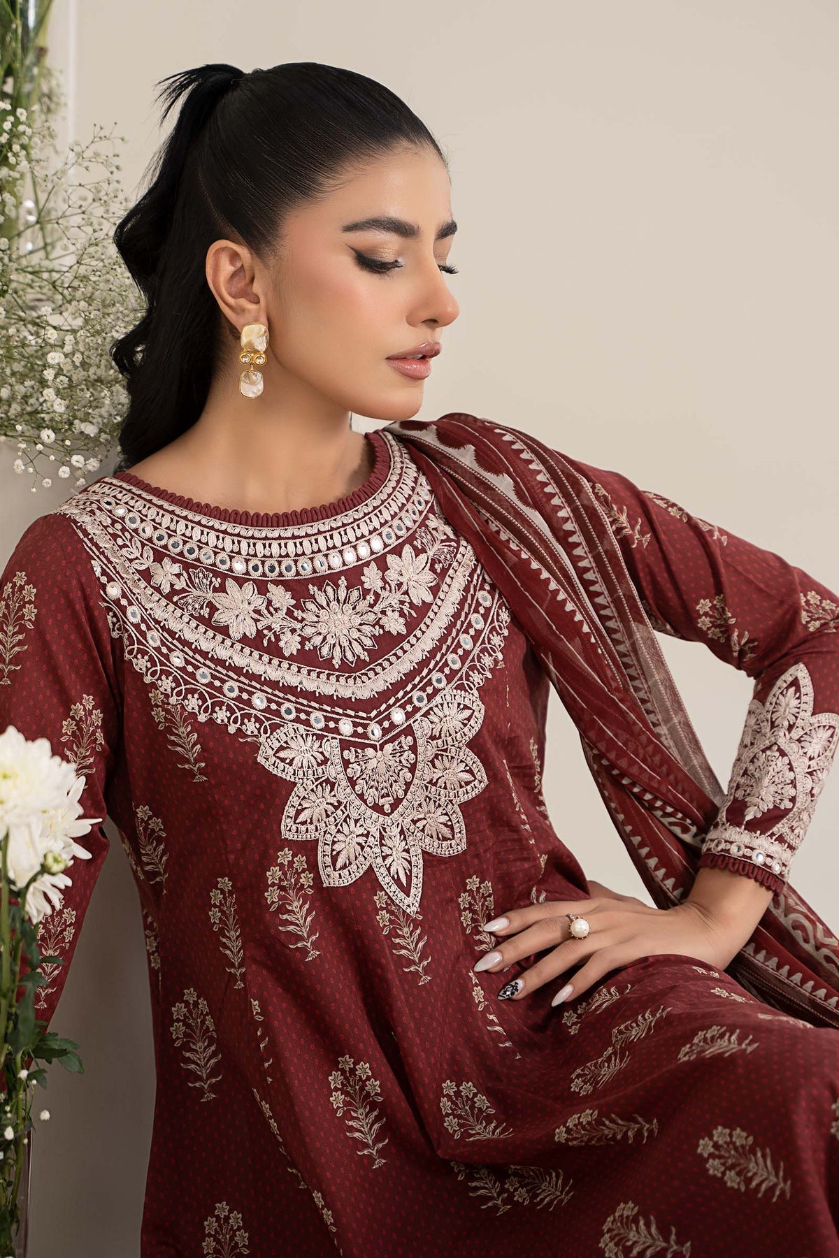 Maria B | Casual Pret 25 | DW-EF25-22 by Maria B - Designer Dress - Type: Ladies Clothes - Available at Libayah - 100% Original