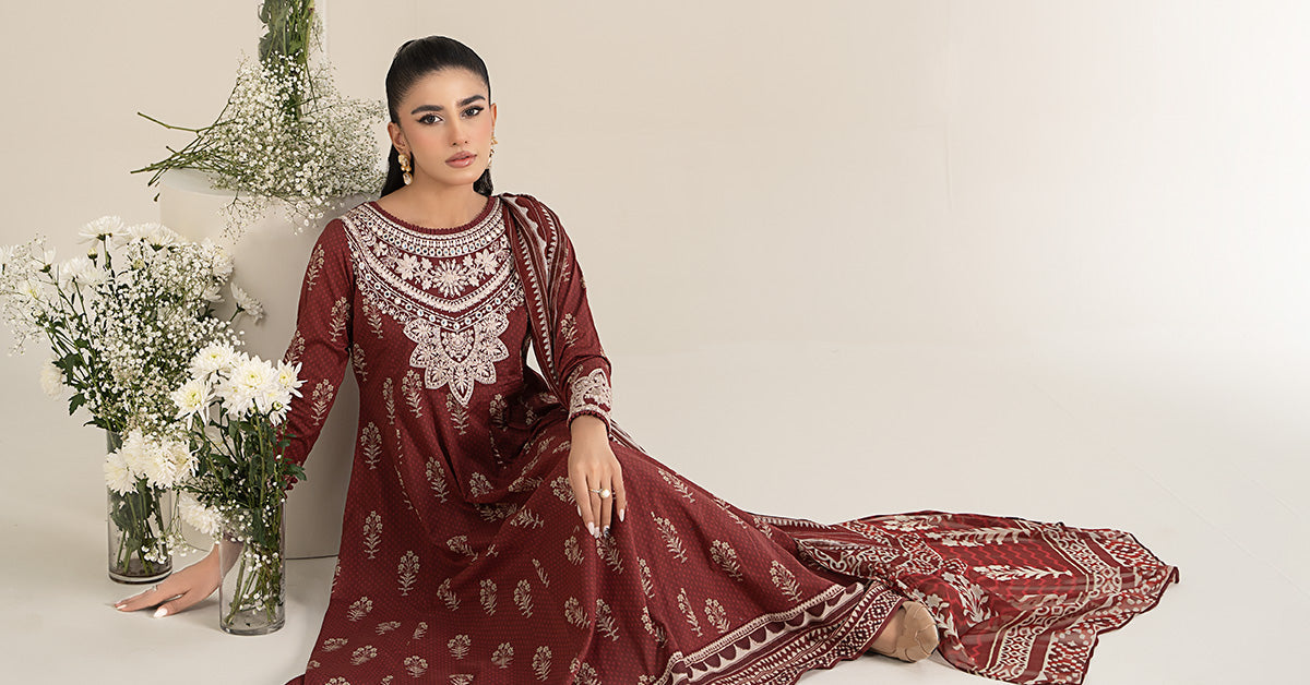 Maria B | Casual Pret 25 | DW-EF25-22 by Maria B - Designer Dress - Type: Ladies Clothes - Available at Libayah - 100% Original