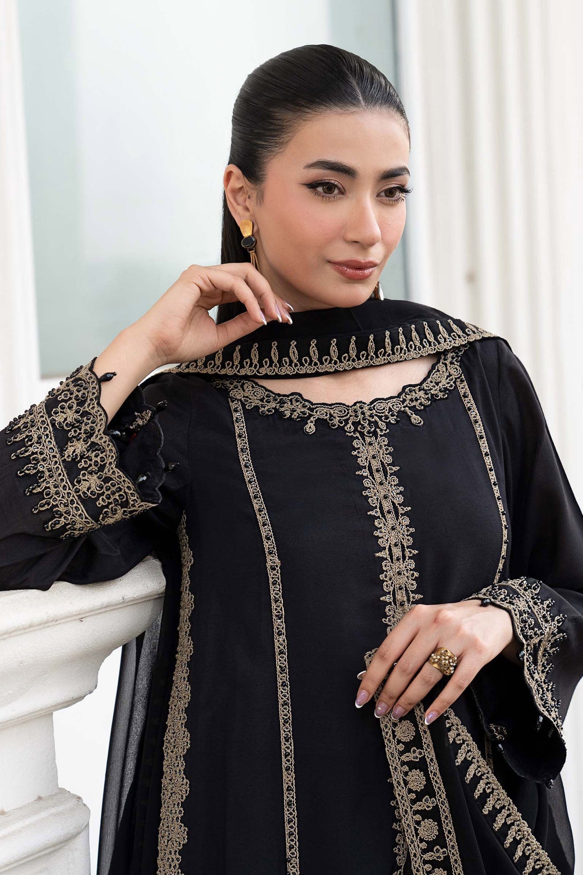 Maria B | Luxury Pret Pre Fall | DW-EF26-106-Black by Maria B - Designer Dress  - Type : Ladies Clothes - Available at Libayah - 100% Original 