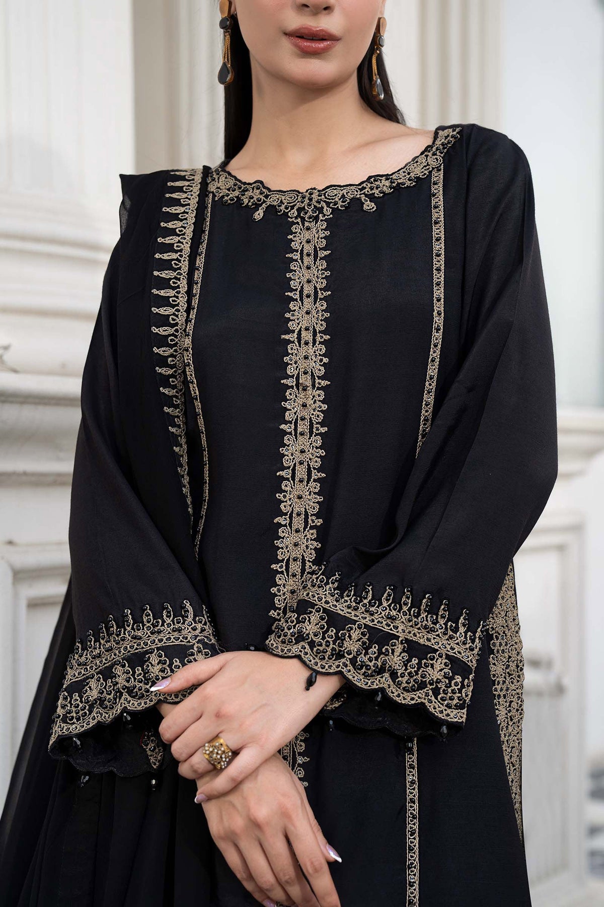 Maria B | Luxury Pret Pre Fall | DW-EF26-106-Black by Maria B - Designer Dress  - Type : Ladies Clothes - Available at Libayah - 100% Original 