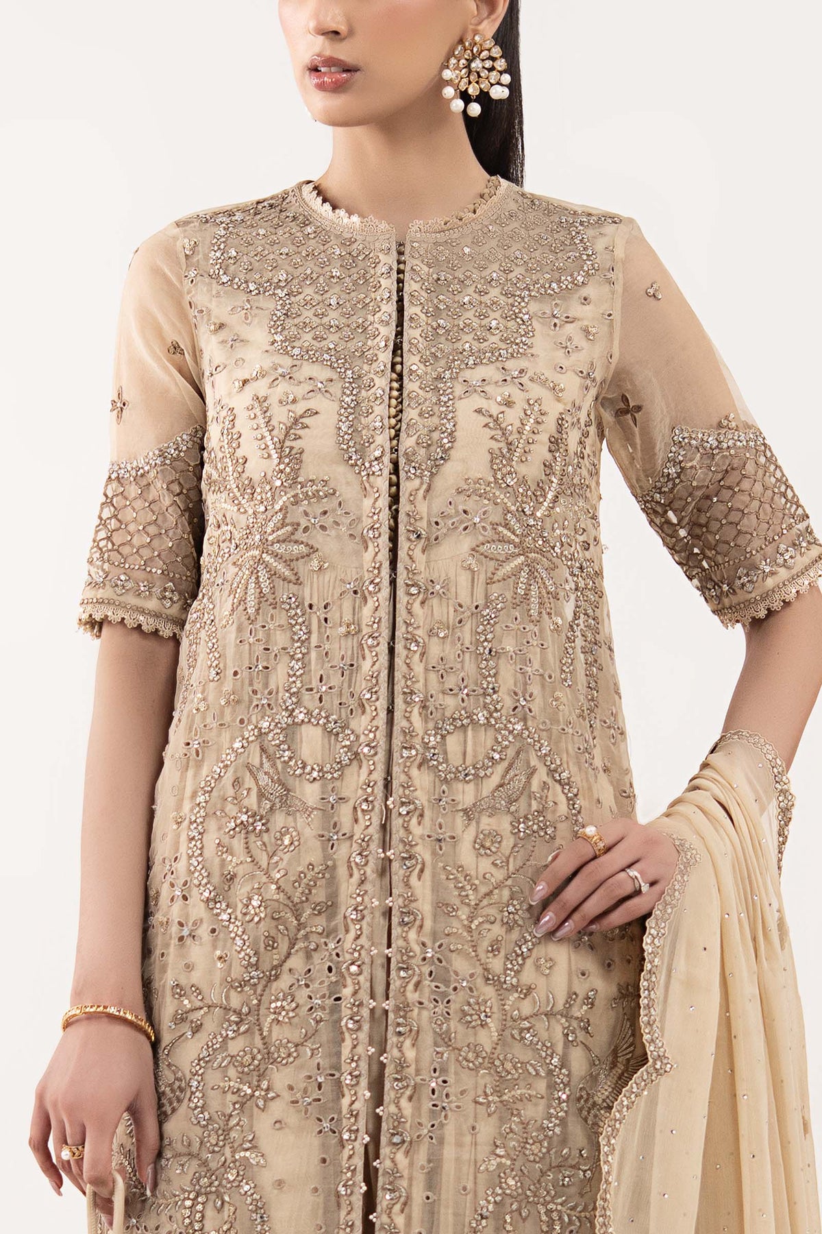 Maria B | Luxury Formals | SF-EF26-53-Coffee by Maria B - Designer Dress  - Type : Ladies Clothes - Available at Libayah - 100% Original 