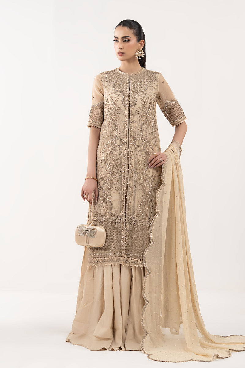 Maria B | Luxury Formals | SF-EF26-53-Coffee by Maria B - Designer Dress  - Type : Ladies Clothes - Available at Libayah - 100% Original 