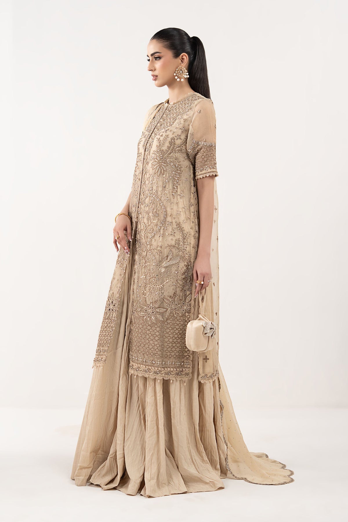 Maria B | Luxury Formals | SF-EF26-53-Coffee by Maria B - Designer Dress  - Type : Ladies Clothes - Available at Libayah - 100% Original 
