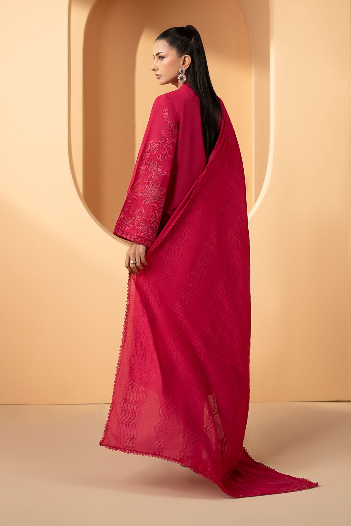 Maria B | Luxury Pret Pre Fall | DW-EF26-30-Magenta by Maria B - Designer Dress  - Type : Ladies Clothes - Available at Libayah - 100% Original 