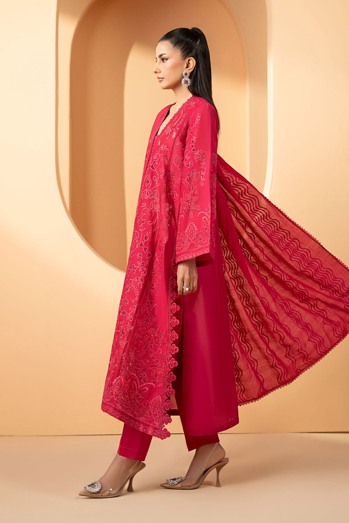 Maria B | Luxury Pret Pre Fall | DW-EF26-30-Magenta by Maria B - Designer Dress  - Type : Ladies Clothes - Available at Libayah - 100% Original 
