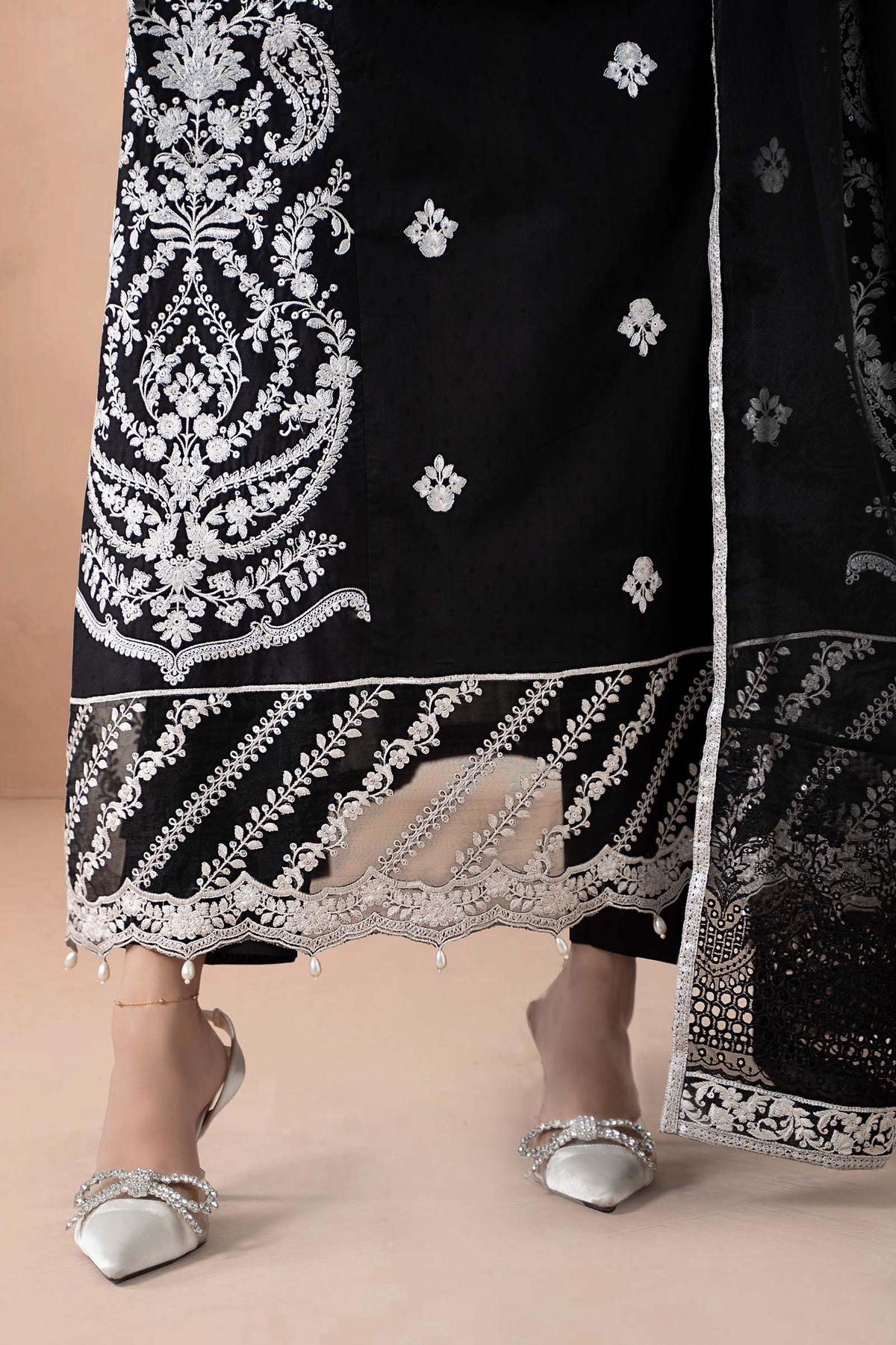 Maria B | Luxury Winter Pret 25 | DW-MN24-04R1-Black by Maria B - Designer Dress  - Type : Ladies Clothes - Available at Libayah - 100% Original 