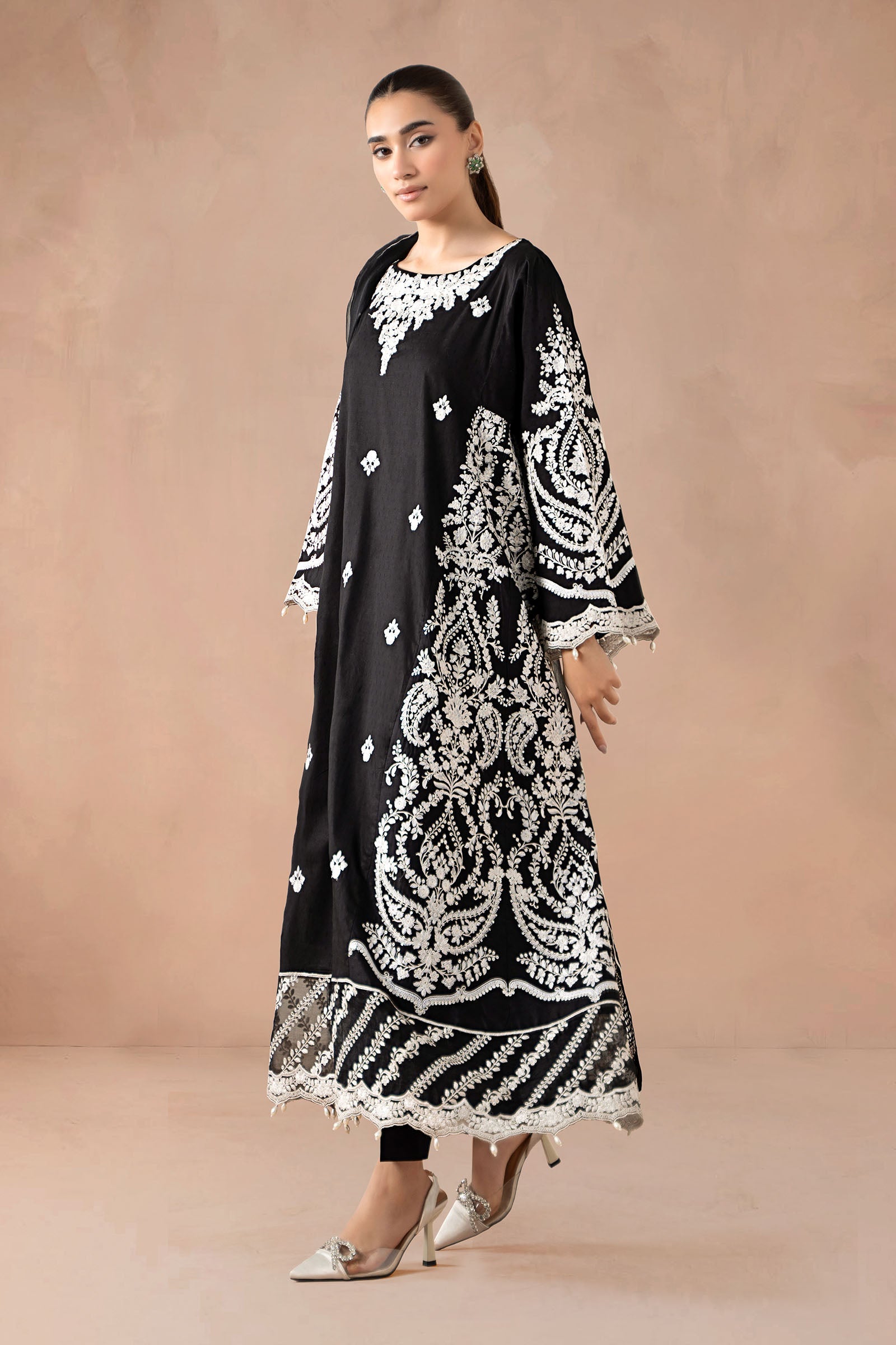 Maria B | Luxury Winter Pret 25 | DW-MN24-04R1-Black by Maria B - Designer Dress  - Type : Ladies Clothes - Available at Libayah - 100% Original 