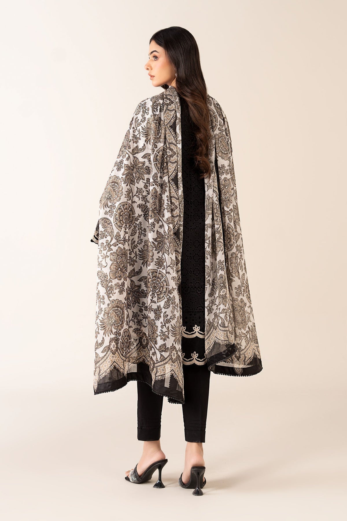 Maria B | Luxury Winter Pret 25 | DW-MN24-10R1-Black by Maria B - Designer Dress  - Type : Ladies Clothes - Available at Libayah - 100% Original 