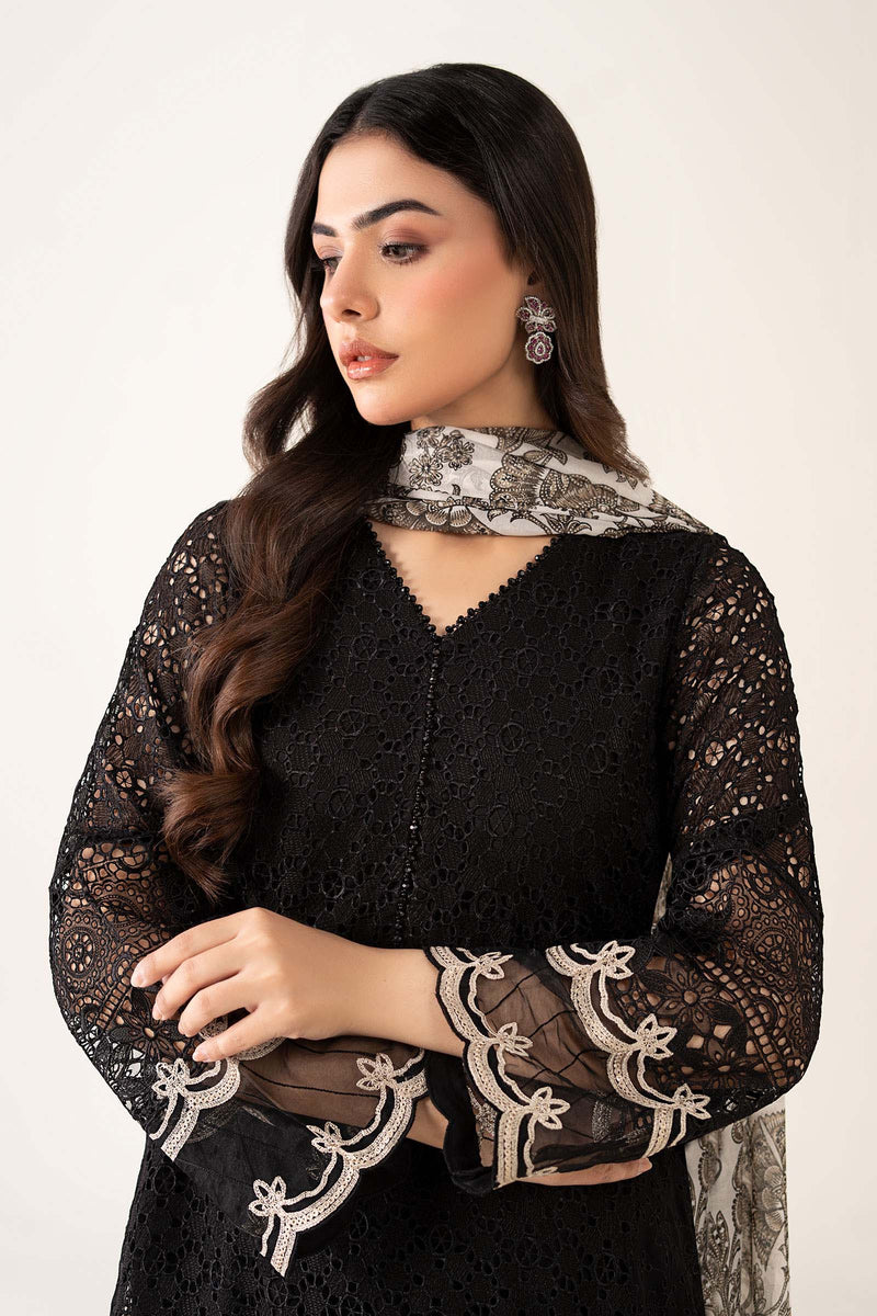 Maria B | Luxury Winter Pret 25 | DW-MN24-10R1-Black by Maria B - Designer Dress  - Type : Ladies Clothes - Available at Libayah - 100% Original 