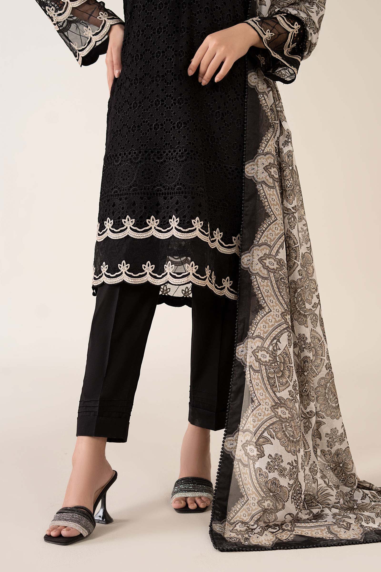 Maria B | Luxury Winter Pret 25 | DW-MN24-10R1-Black by Maria B - Designer Dress  - Type : Ladies Clothes - Available at Libayah - 100% Original 