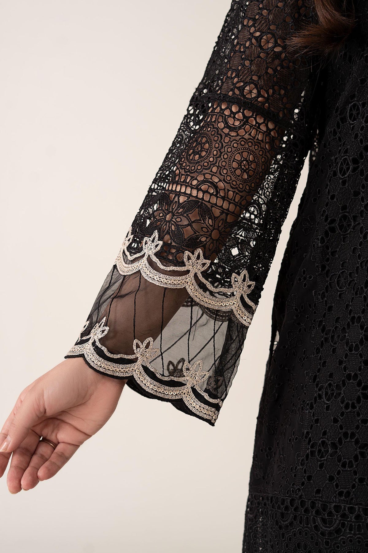 Maria B | Luxury Winter Pret 25 | DW-MN24-10R1-Black by Maria B - Designer Dress  - Type : Ladies Clothes - Available at Libayah - 100% Original 