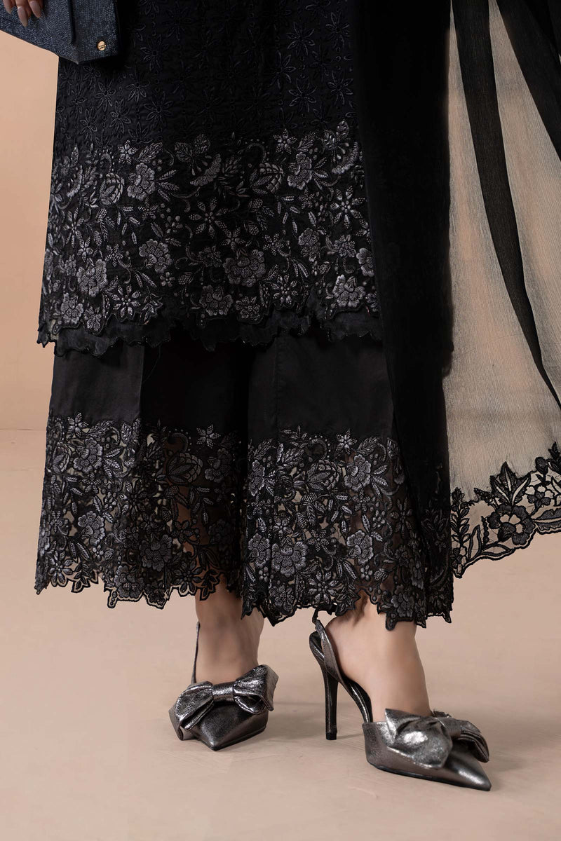 Maria B | Luxury Winter Pret 25 | DW-MN25-11-Black by Maria B - Designer Dress  - Type : Ladies Clothes - Available at Libayah - 100% Original 