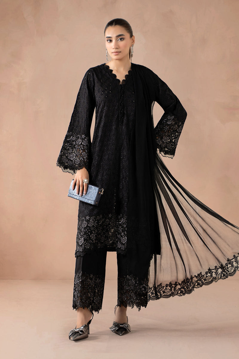 Maria B | Luxury Winter Pret 25 | DW-MN25-11-Black by Maria B - Designer Dress  - Type : Ladies Clothes - Available at Libayah - 100% Original 