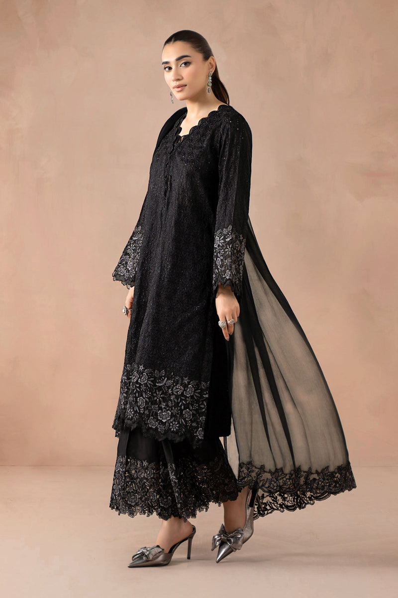 Maria B | Luxury Winter Pret 25 | DW-MN25-11-Black by Maria B - Designer Dress  - Type : Ladies Clothes - Available at Libayah - 100% Original 