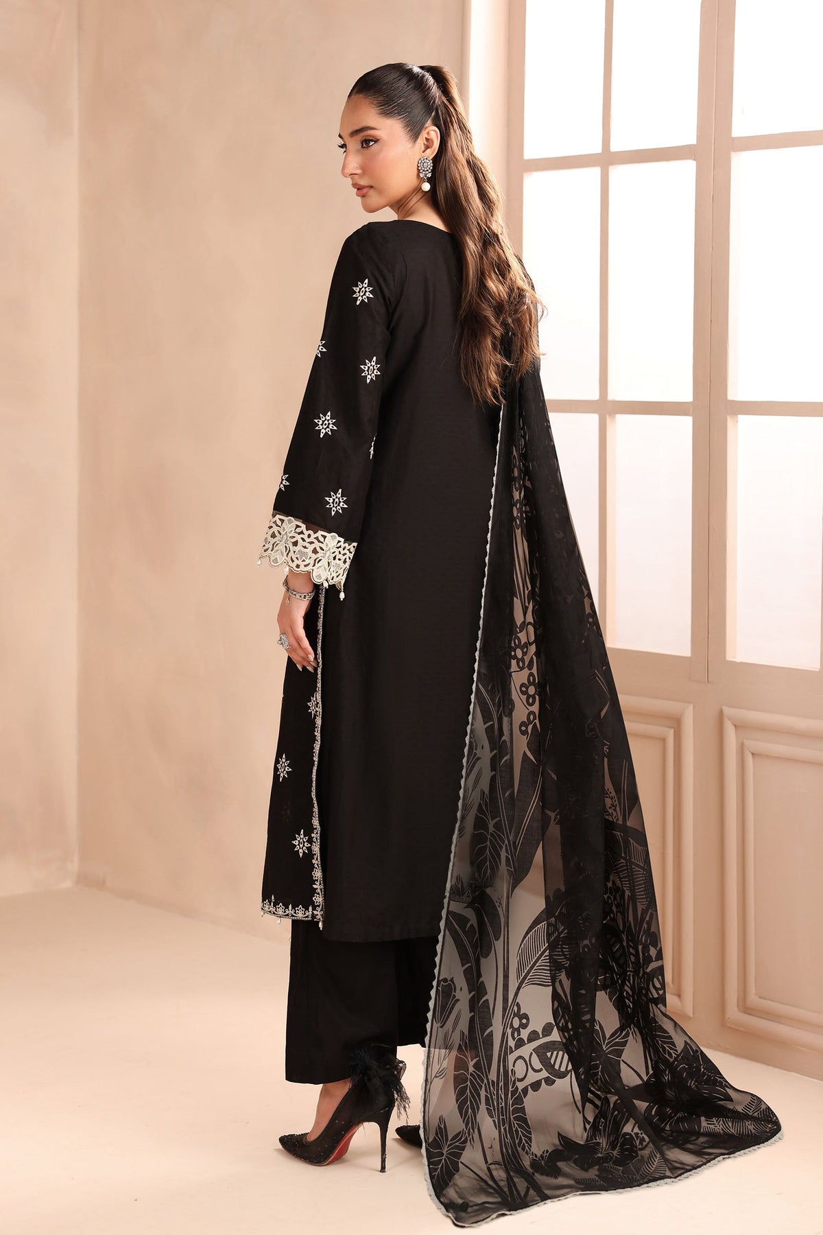 Maria B | Pre Fall Dresses | 3 Piece Embroidered Dobby Suit Black by Maria B - Designer Dress  - Type : Ladies Clothes - Available at Libayah - 100% Original 