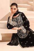 Maria B | Pre Fall Dresses | 3 Piece Embroidered Dobby Suit Black by Maria B - Designer Dress  - Type : Ladies Clothes - Available at Libayah - 100% Original 