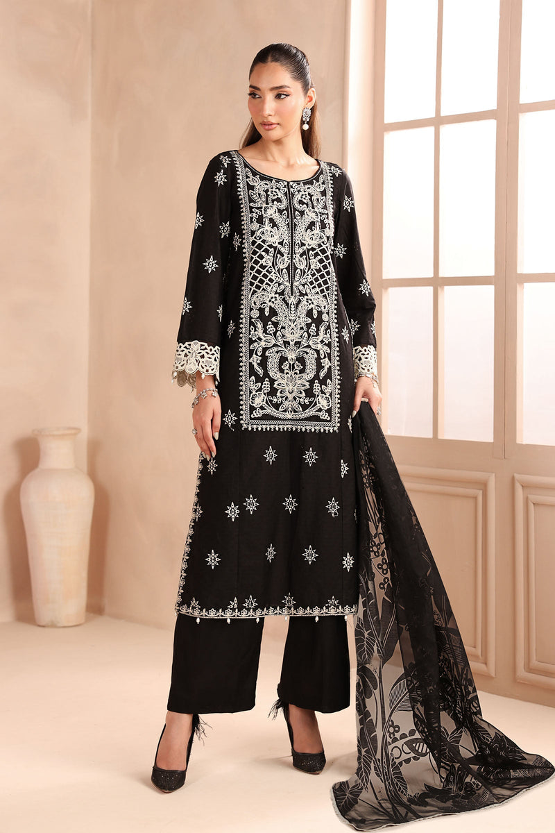 Maria B | Pre Fall Dresses | 3 Piece Embroidered Dobby Suit Black by Maria B - Designer Dress  - Type : Ladies Clothes - Available at Libayah - 100% Original 
