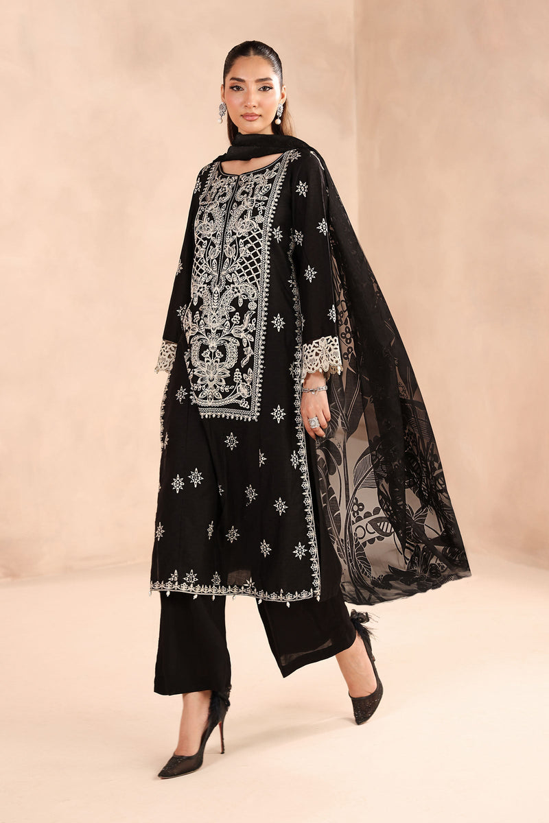 Maria B | Pre Fall Dresses | 3 Piece Embroidered Dobby Suit Black by Maria B - Designer Dress  - Type : Ladies Clothes - Available at Libayah - 100% Original 