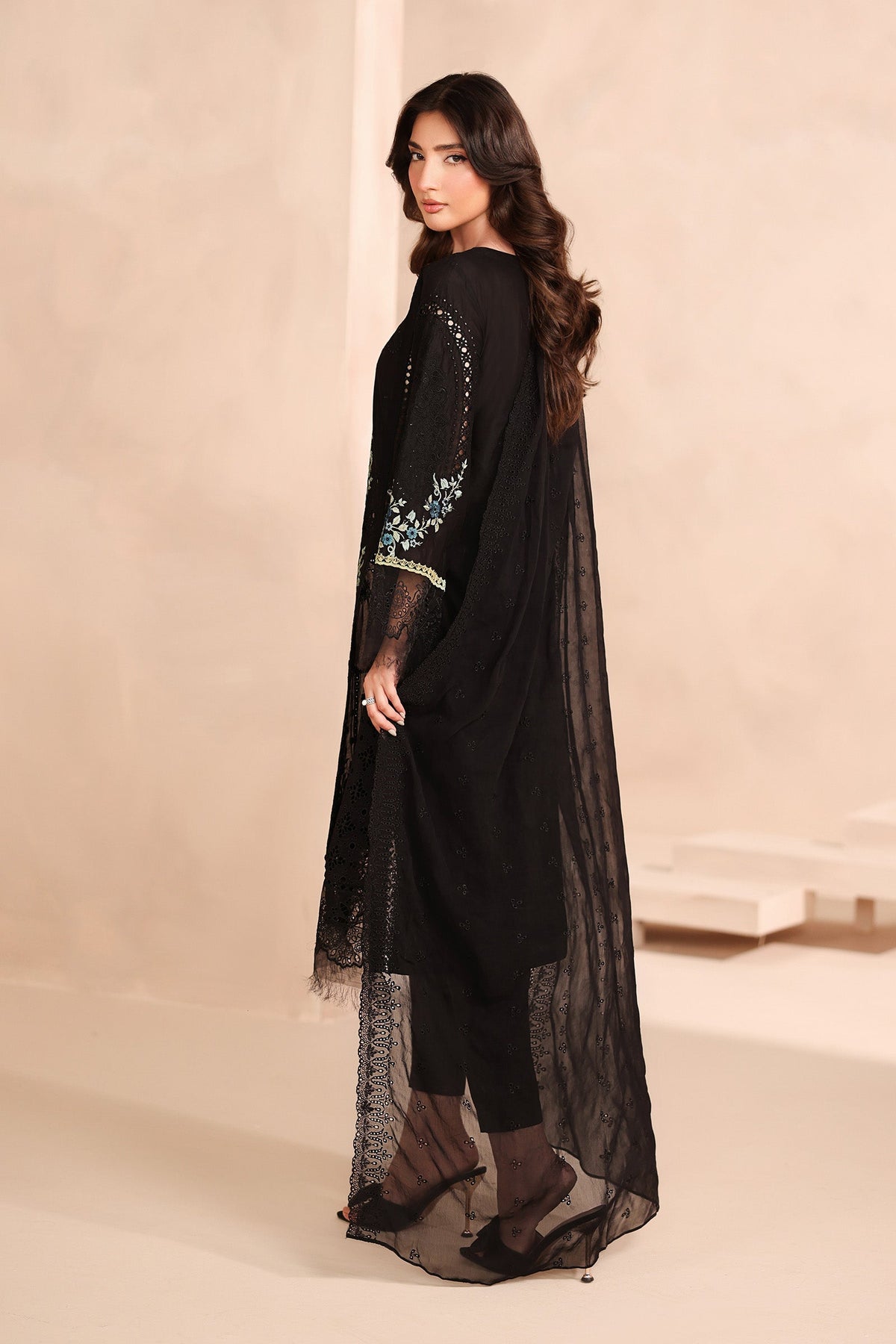 Maria B | Pre Fall Dresses | 3 Piece Embroidered Lawn Suit Black by Maria B - Designer Dress  - Type : Ladies Clothes - Available at Libayah - 100% Original 