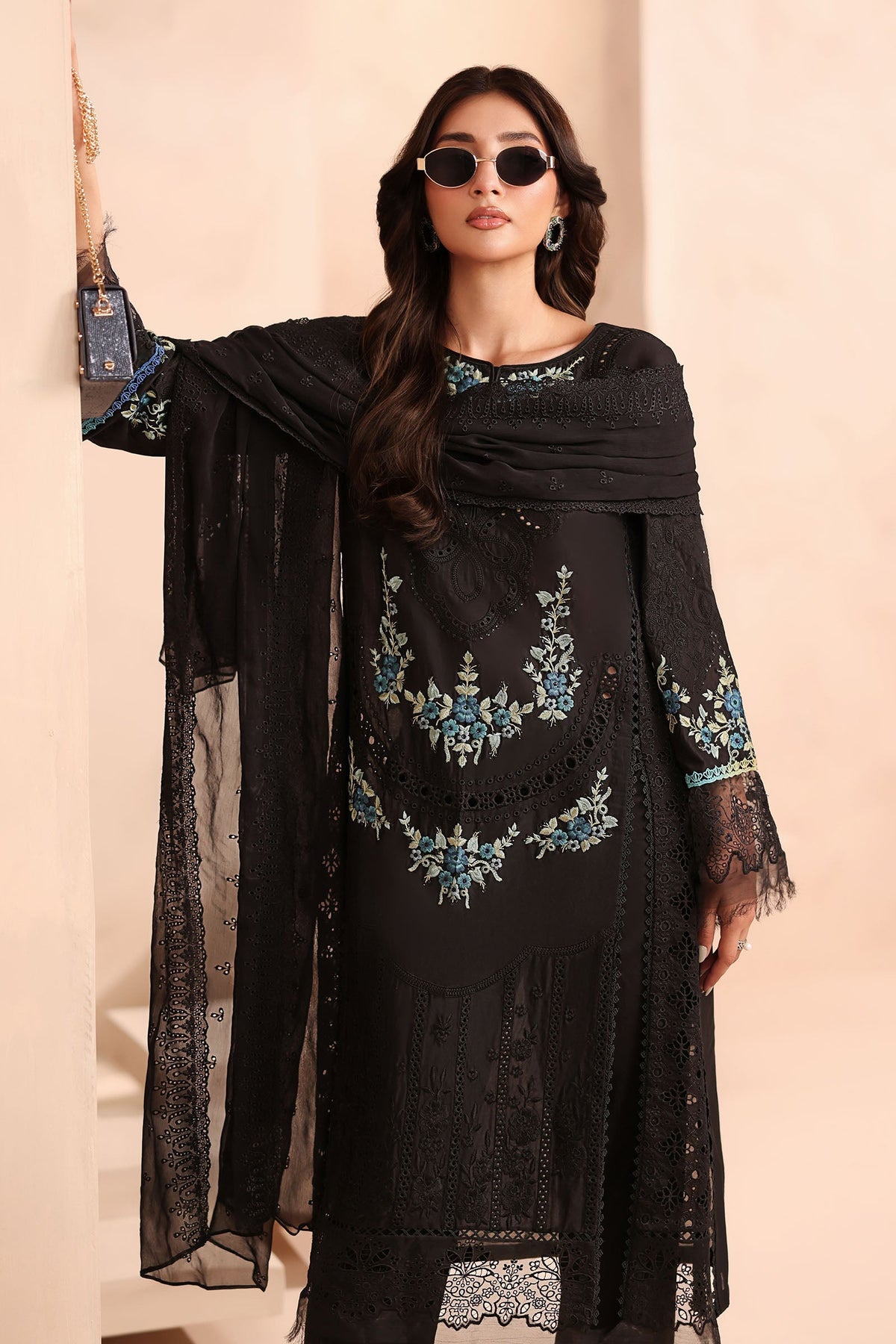 Maria B | Pre Fall Dresses | 3 Piece Embroidered Lawn Suit Black by Maria B - Designer Dress  - Type : Ladies Clothes - Available at Libayah - 100% Original 