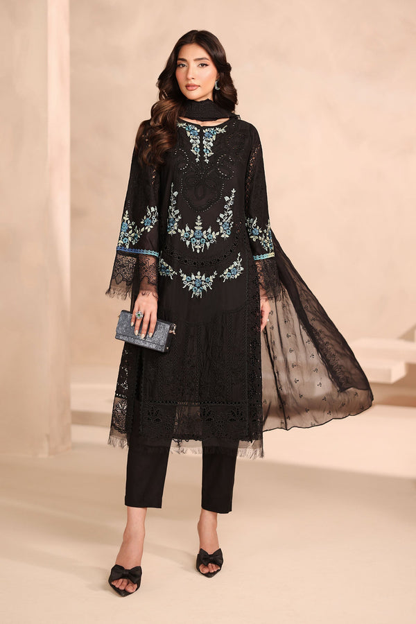 Maria B | Luxury Winter Pret 25 | DW-MN25-08-Black by Maria B - Designer Dress  - Type : Ladies Clothes - Available at Libayah - 100% Original 