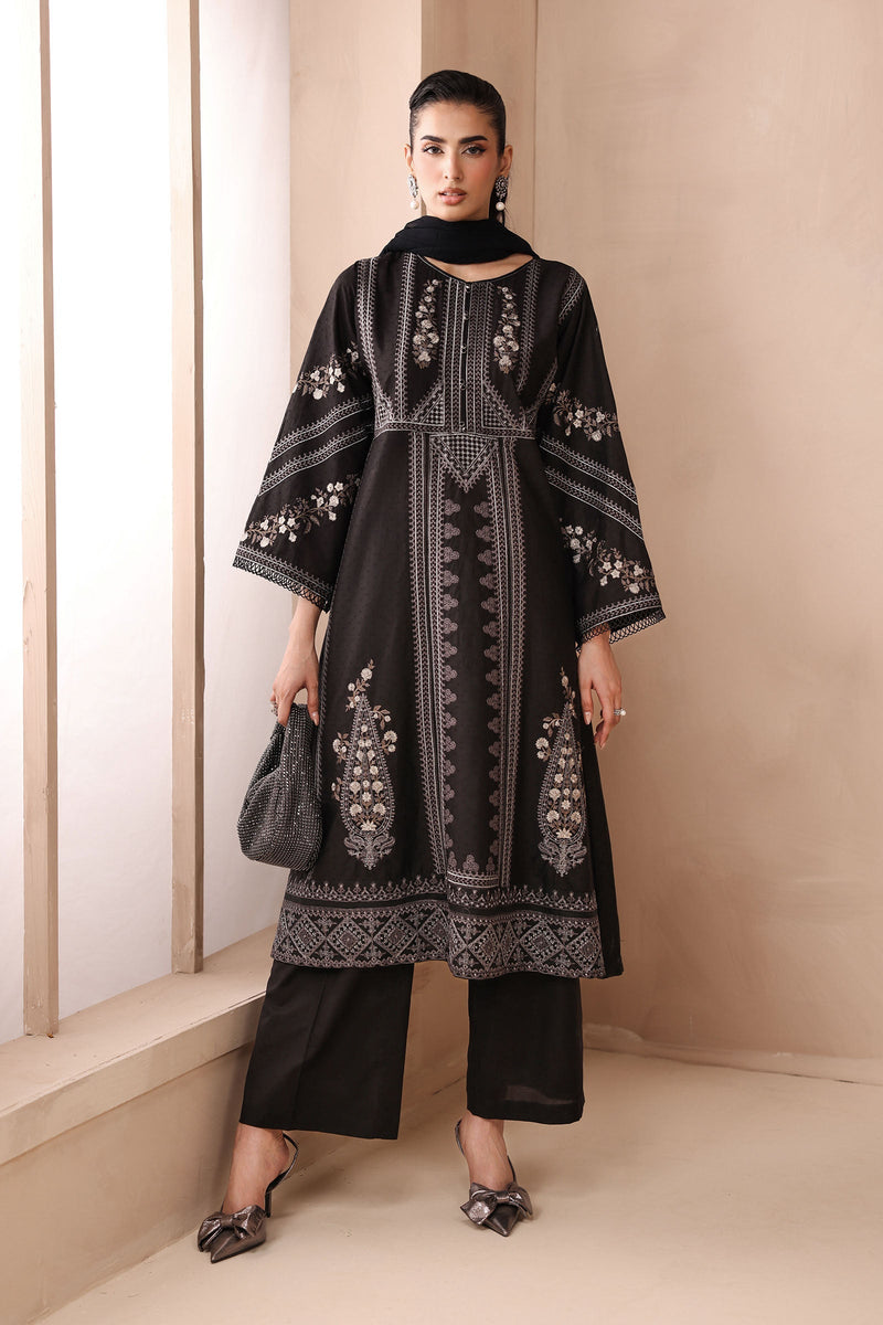 Maria B | Pre Fall Dresses | 3 Piece Embroidered Dobby Suit Black2 by Maria B - Designer Dress  - Type : Ladies Clothes - Available at Libayah - 100% Original 