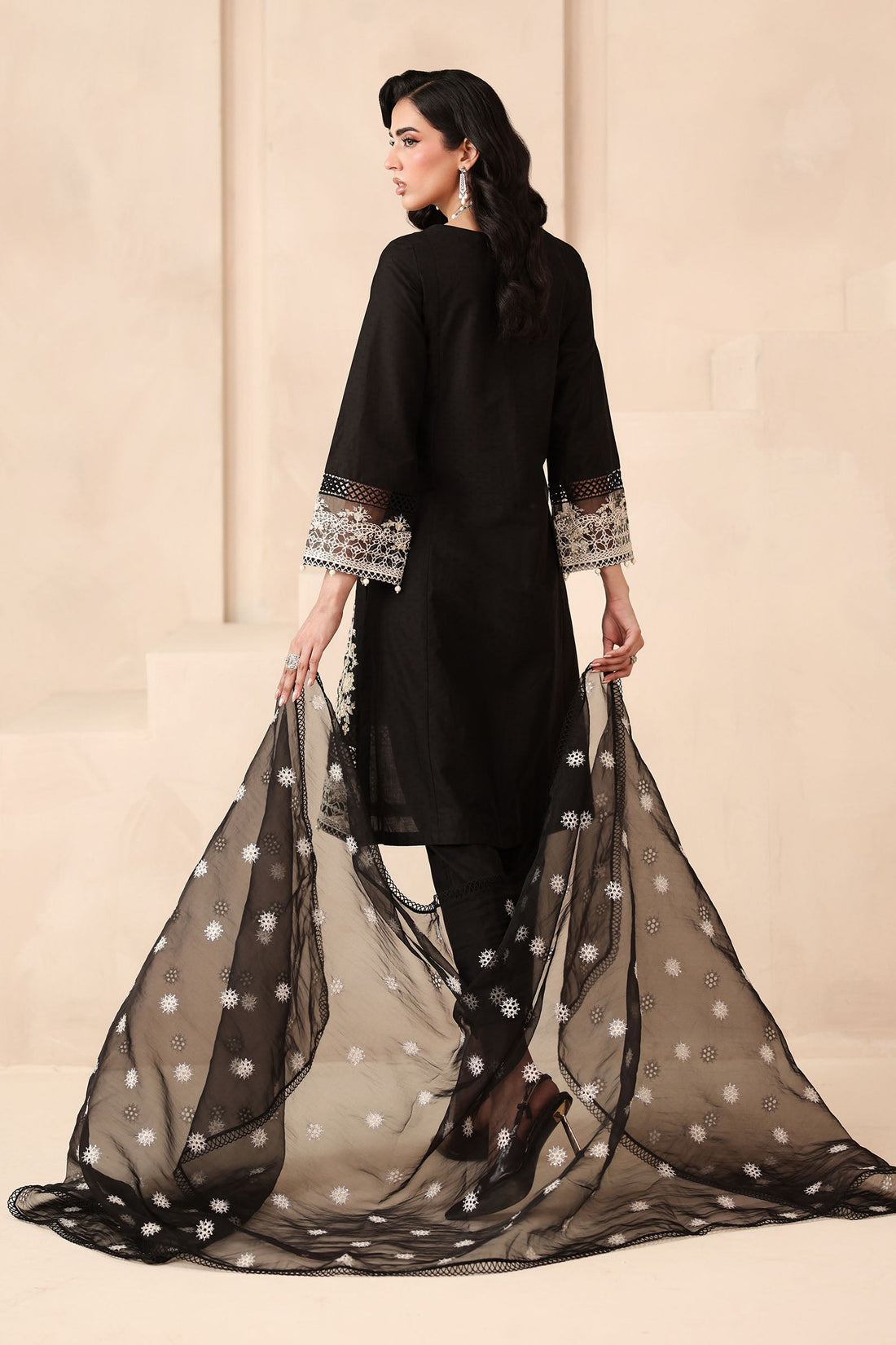 Maria B | Pre Fall Dresses | 3 Piece Embroidered Dobby Suit Black3 by Maria B - Designer Dress  - Type : Ladies Clothes - Available at Libayah - 100% Original 