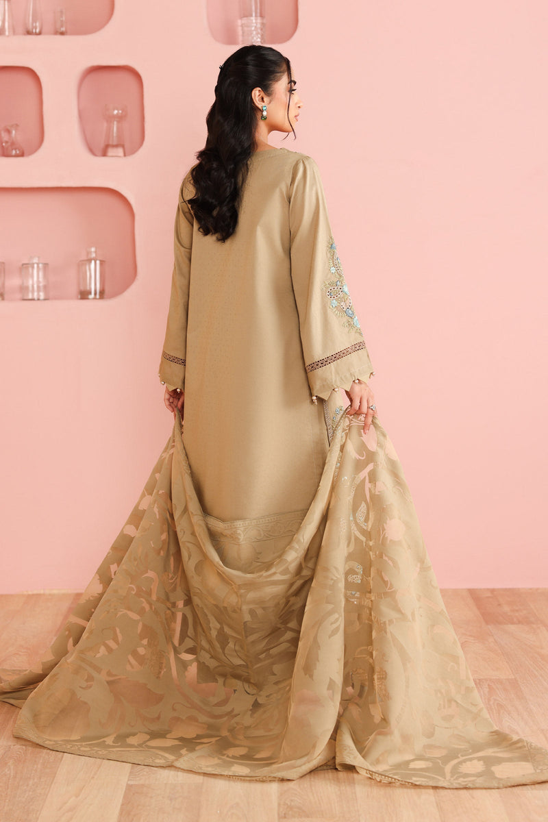 Maria B | Pre Fall Dresses | 3 Piece Embroidered Dobby Suit Coffee by Maria B - Designer Dress  - Type : Ladies Clothes - Available at Libayah - 100% Original 