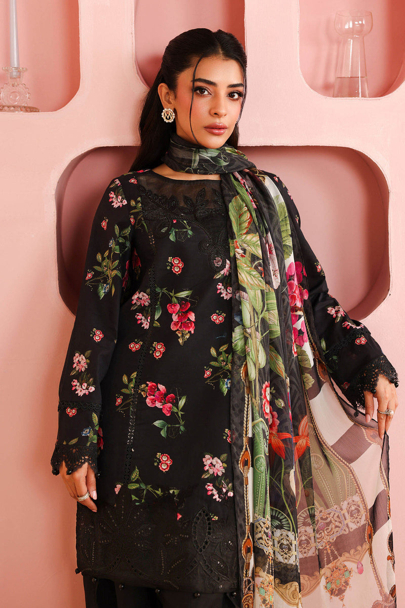 Maria B | Pre Fall Dresses | 3 Piece Embroidered Cotton Suit Black by Maria B - Designer Dress  - Type : Ladies Clothes - Available at Libayah - 100% Original 