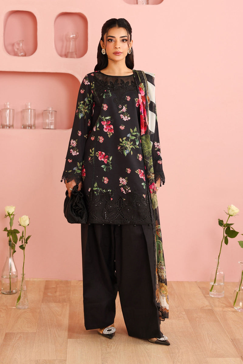 Maria B | Pre Fall Dresses | 3 Piece Embroidered Cotton Suit Black by Maria B - Designer Dress  - Type : Ladies Clothes - Available at Libayah - 100% Original 