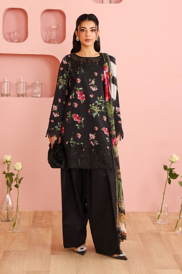 Maria B | Luxury Winter Pret 25 | DW-PF25-06-Black by Maria B - Designer Dress  - Type : Ladies Clothes - Available at Libayah - 100% Original 