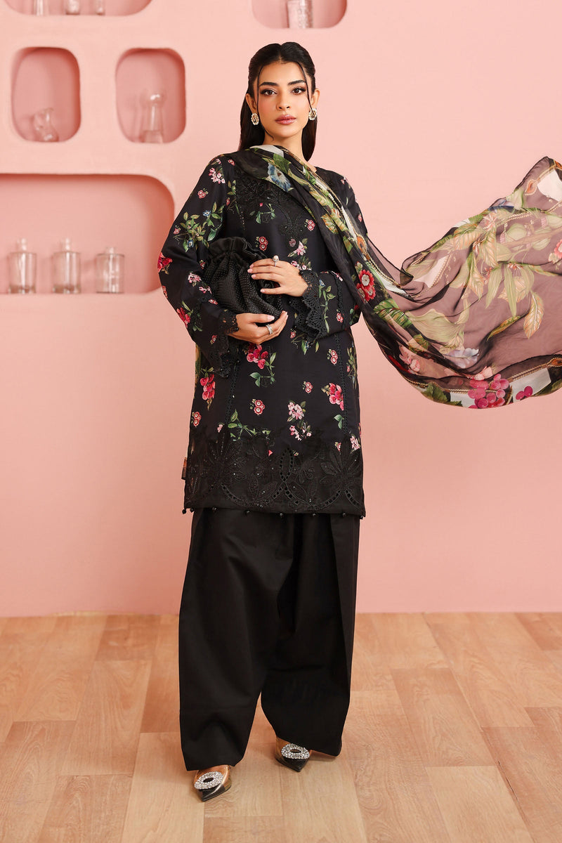 Maria B | Luxury Winter Pret 25 | DW-PF25-06-Black by Maria B - Designer Dress  - Type : Ladies Clothes - Available at Libayah - 100% Original 