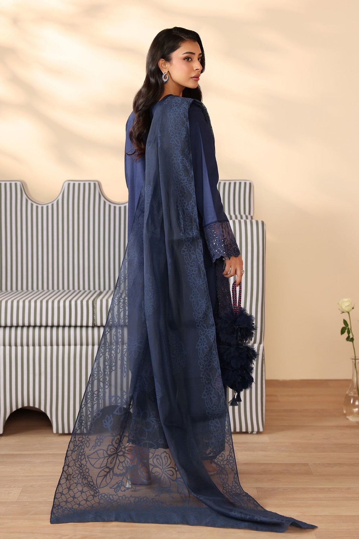 Maria B | Luxury Winter Pret 25 | DW-PF25-07-Blu by Maria B - Designer Dress  - Type : Ladies Clothes - Available at Libayah - 100% Original 