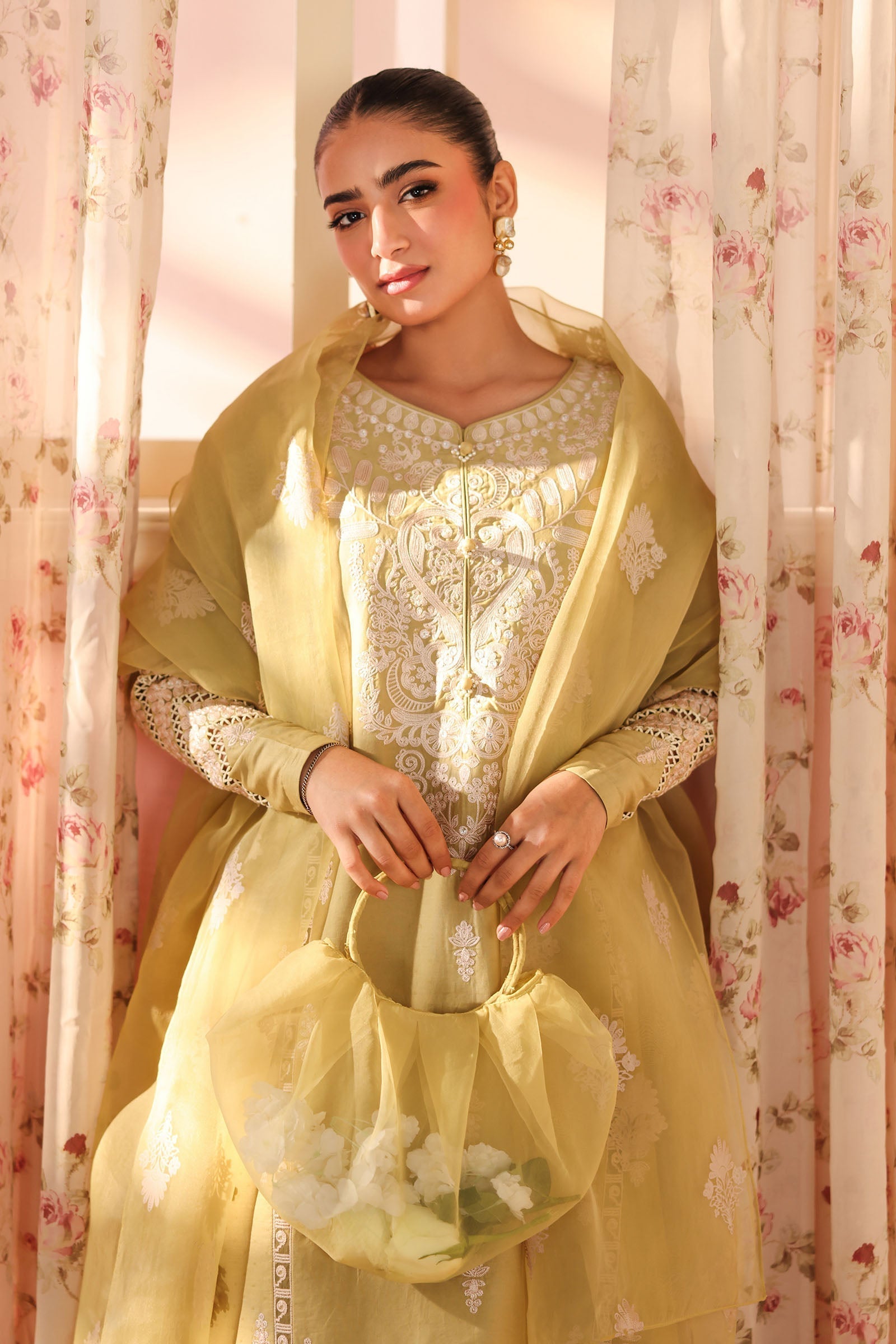 Maria B | Luxury Winter Pret 25 | DW-PF25-34-Light Green by Maria B - Designer Dress  - Type : Ladies Clothes - Available at Libayah - 100% Original 
