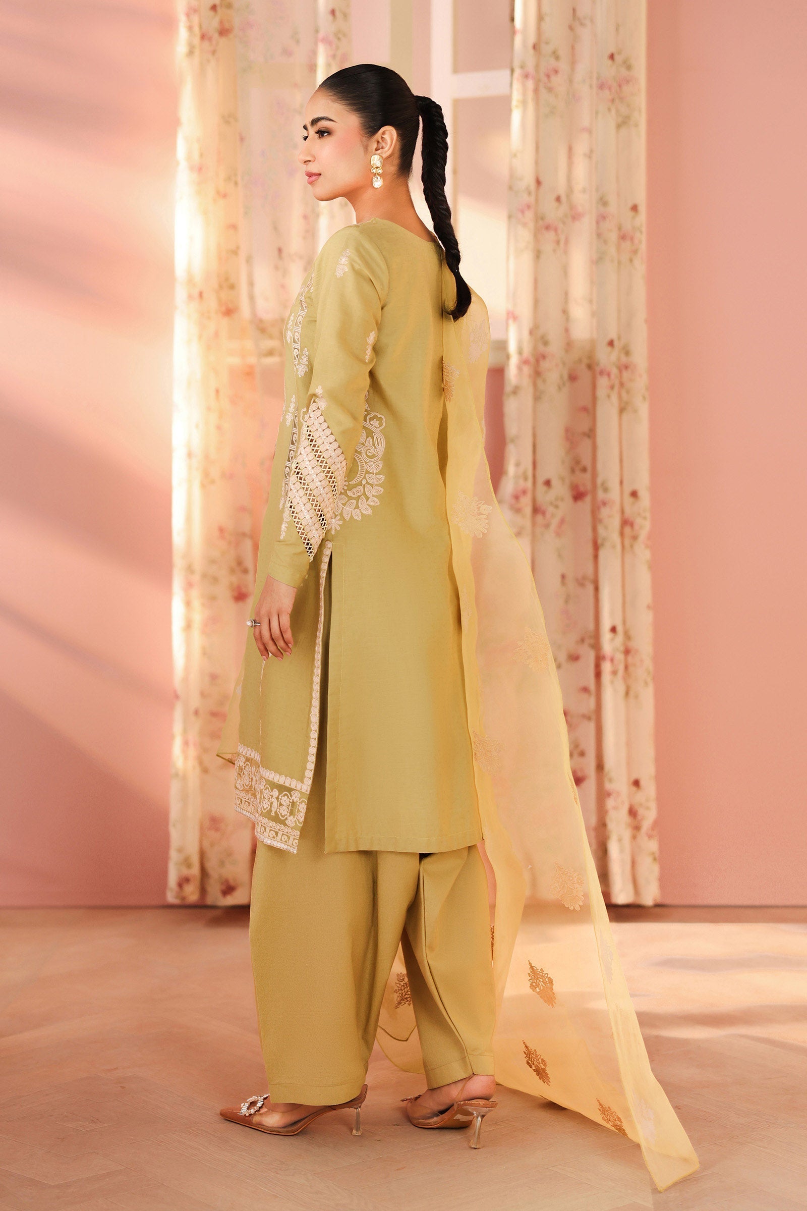 Maria B | Luxury Winter Pret 25 | DW-PF25-34-Light Green by Maria B - Designer Dress  - Type : Ladies Clothes - Available at Libayah - 100% Original 