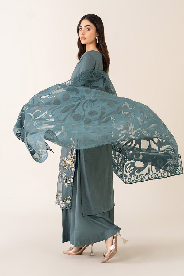 Maria B | Pre Fall Dresses | 3 Piece Embroidered Dobby Suit Teal by Maria B - Designer Dress  - Type : Ladies Clothes - Available at Libayah - 100% Original 