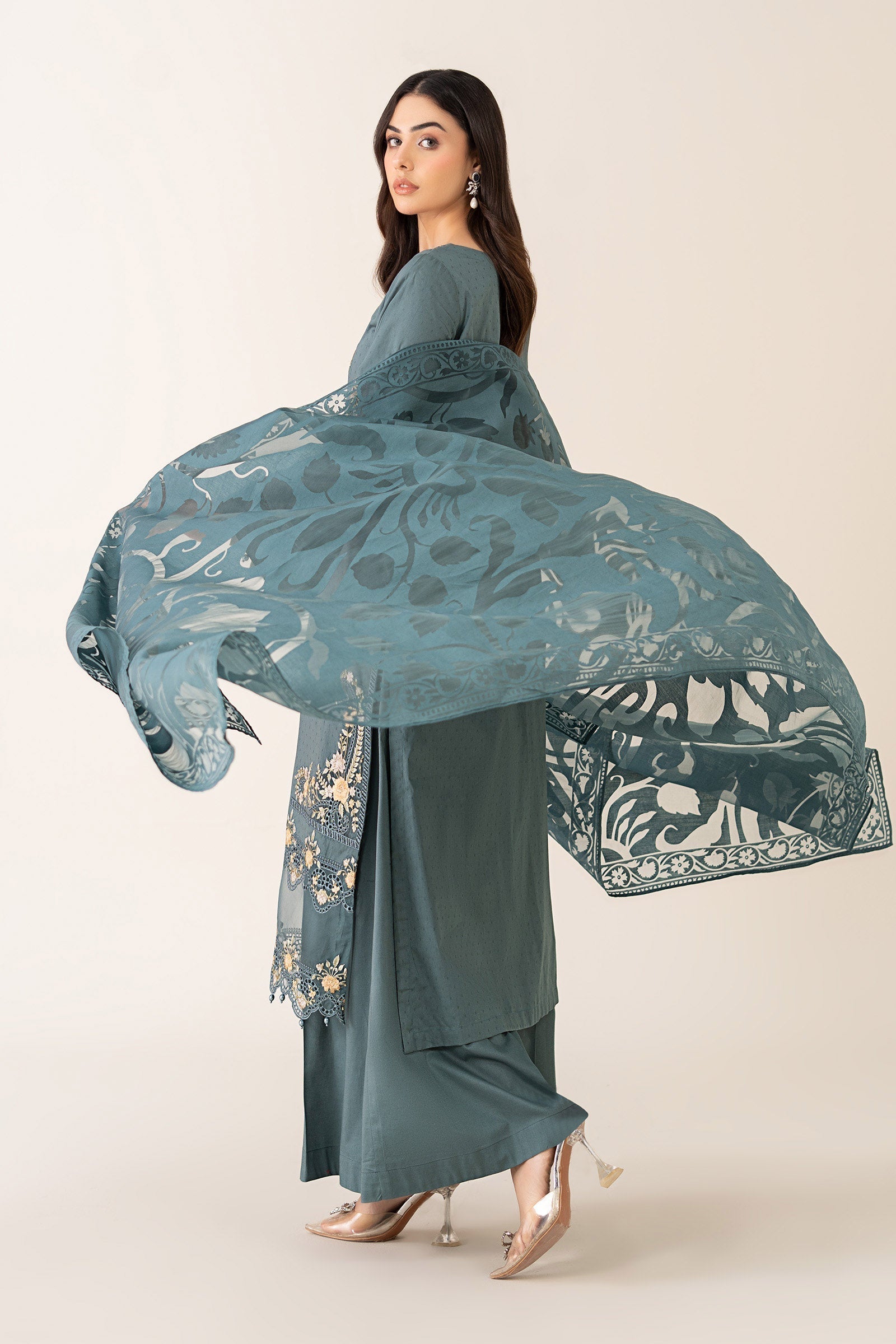 Maria B | Pre Fall 25 | Dobby Suit 15 by Maria B - Designer Dress  - Type : Ladies Clothes - Available at Libayah - 100% Original 