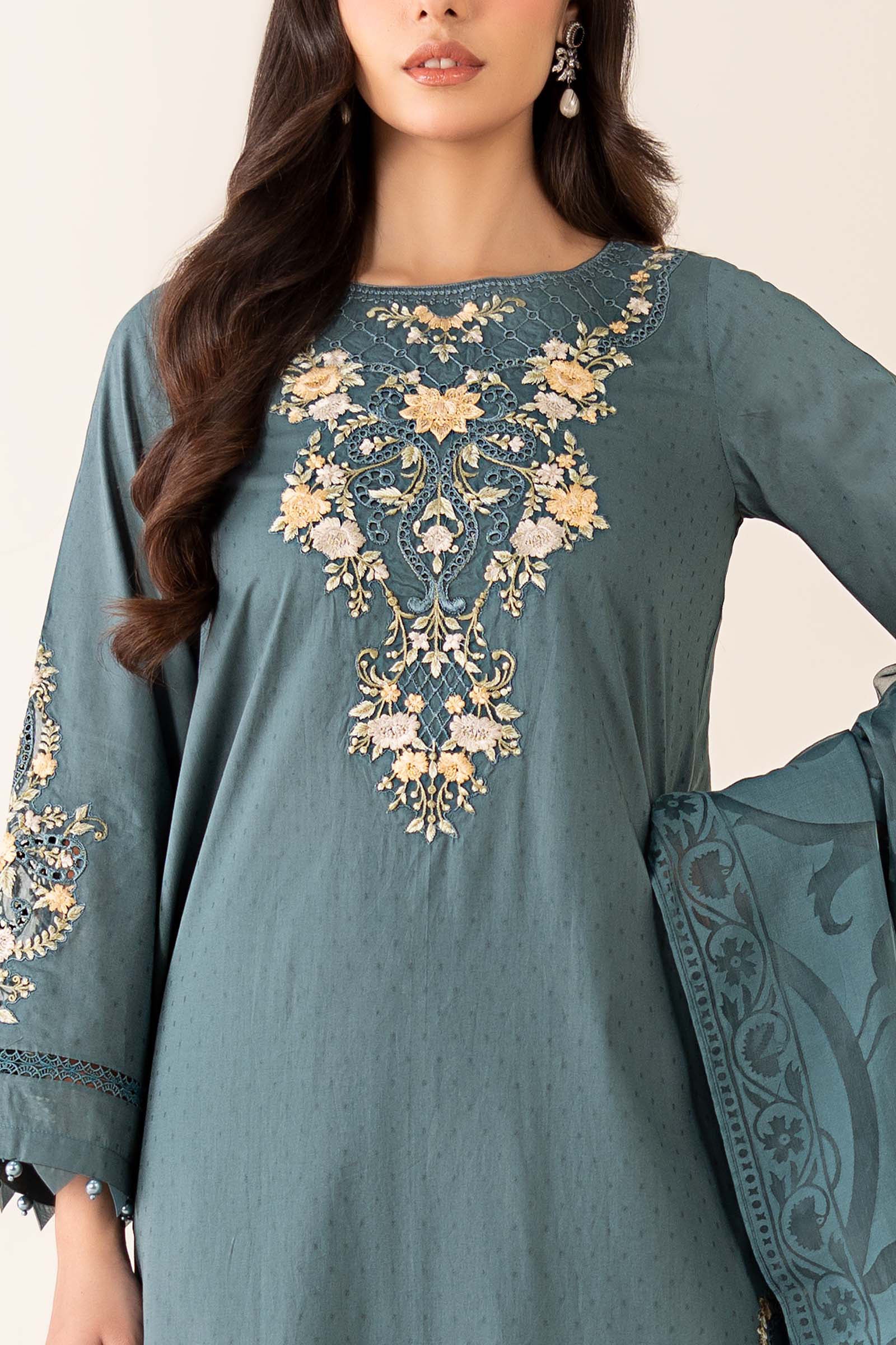 Maria B | Pre Fall 25 | Dobby Suit 15 by Maria B - Designer Dress  - Type : Ladies Clothes - Available at Libayah - 100% Original 