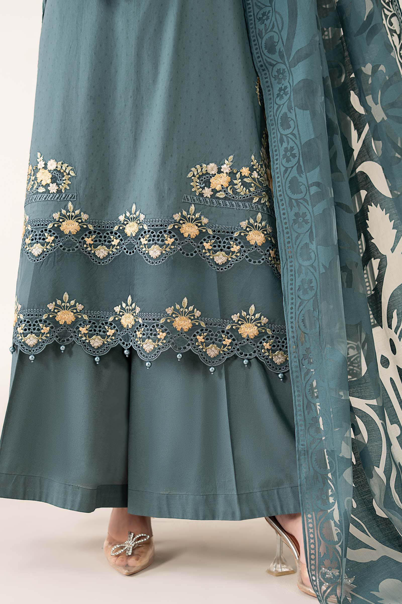 Maria B | Luxury Winter Pret 25 | DW-PF25-03-Tea by Maria B - Designer Dress  - Type : Ladies Clothes - Available at Libayah - 100% Original 