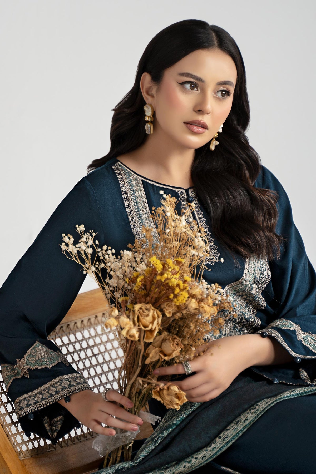 Maria B | Luxury Winter Pret 25 | DW-W24-102R1-Blue by Maria B - Designer Dress  - Type : Ladies Clothes - Available at Libayah - 100% Original 