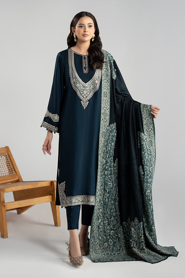 Maria B | Luxury Winter Pret 25 | DW-W24-102R1-Blue by Maria B - Designer Dress  - Type : Ladies Clothes - Available at Libayah - 100% Original 