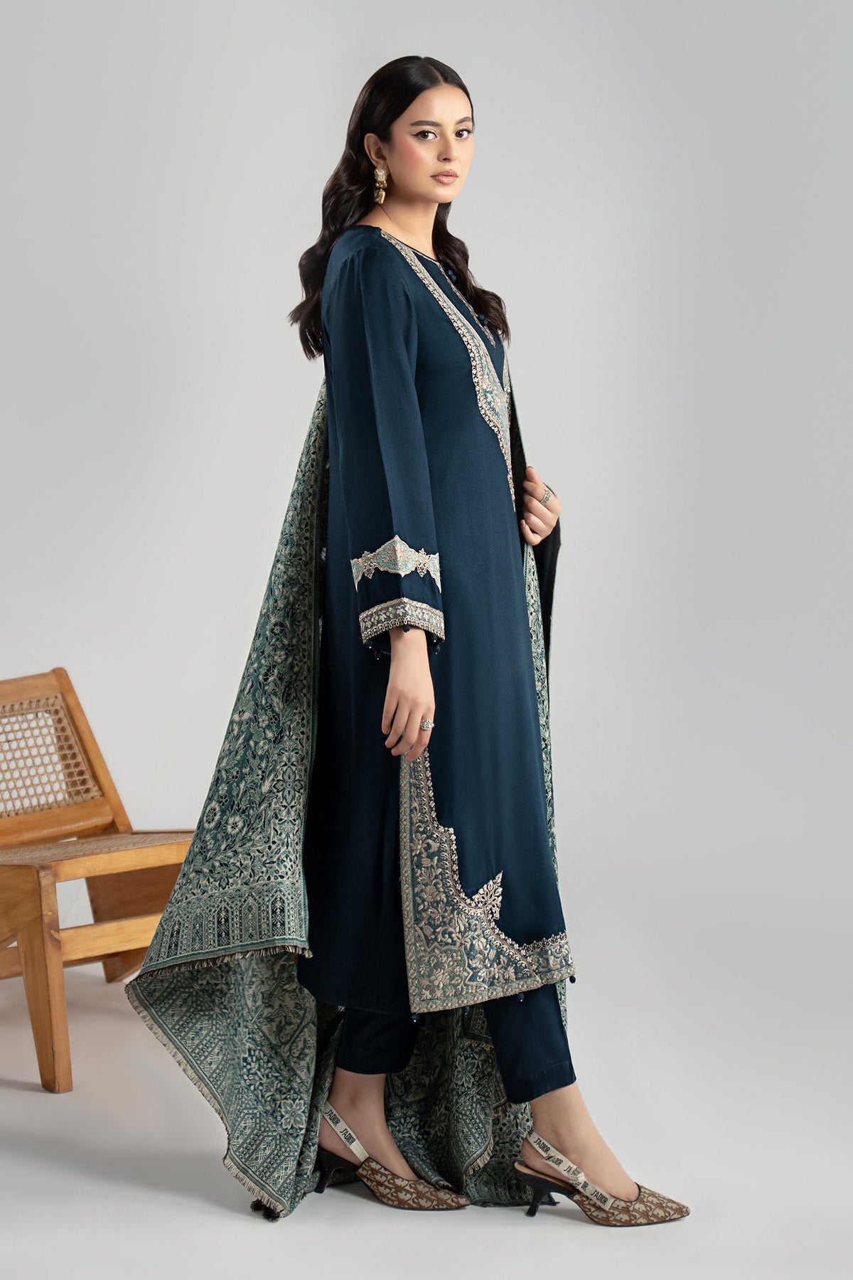 Maria B | Luxury Winter Pret 25 | DW-W24-102R1-Blue by Maria B - Designer Dress  - Type : Ladies Clothes - Available at Libayah - 100% Original 