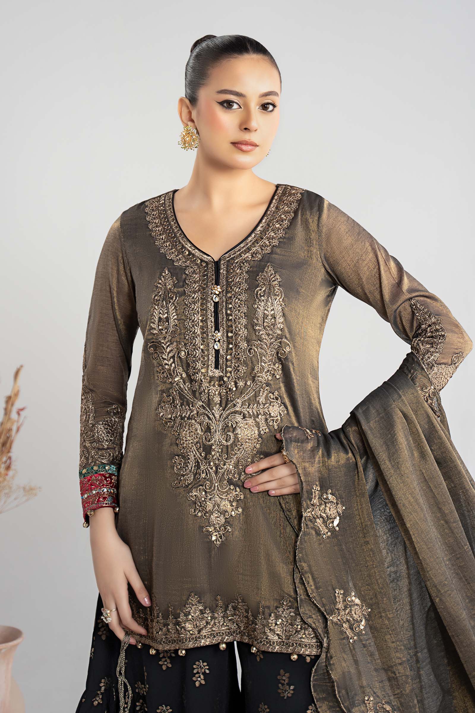 Maria B | Luxury Winter Pret 25 | DW-W25-01-Black by Maria B - Designer Dress  - Type : Ladies Clothes - Available at Libayah - 100% Original 