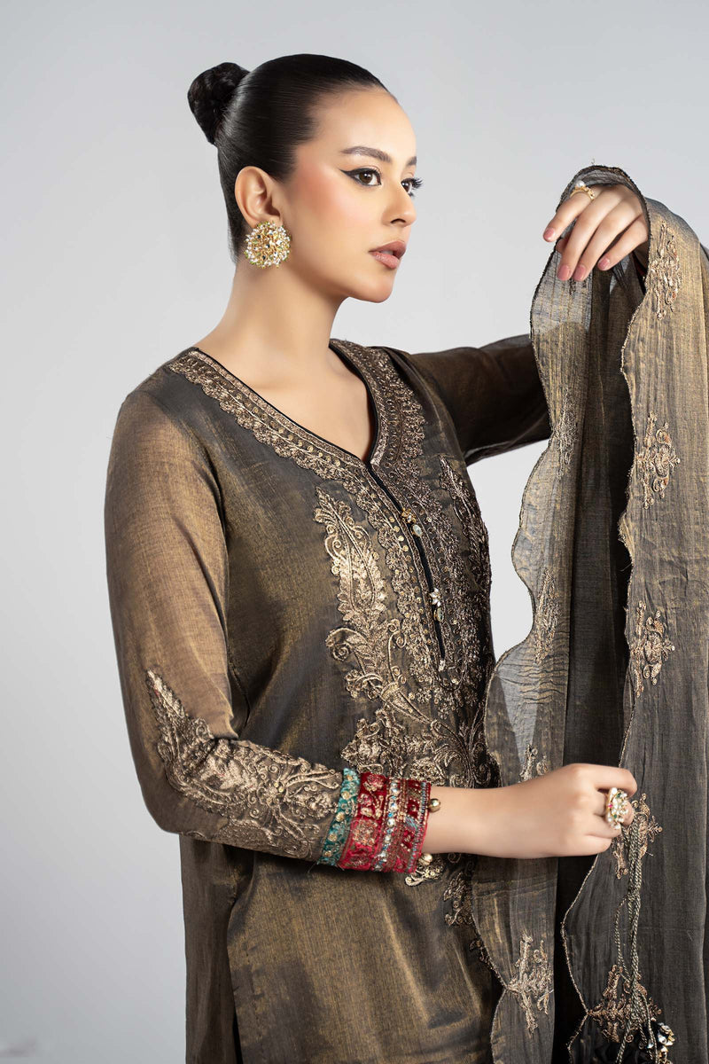 Maria B | Luxury Winter Pret 25 | DW-W25-01-Black by Maria B - Designer Dress  - Type : Ladies Clothes - Available at Libayah - 100% Original 