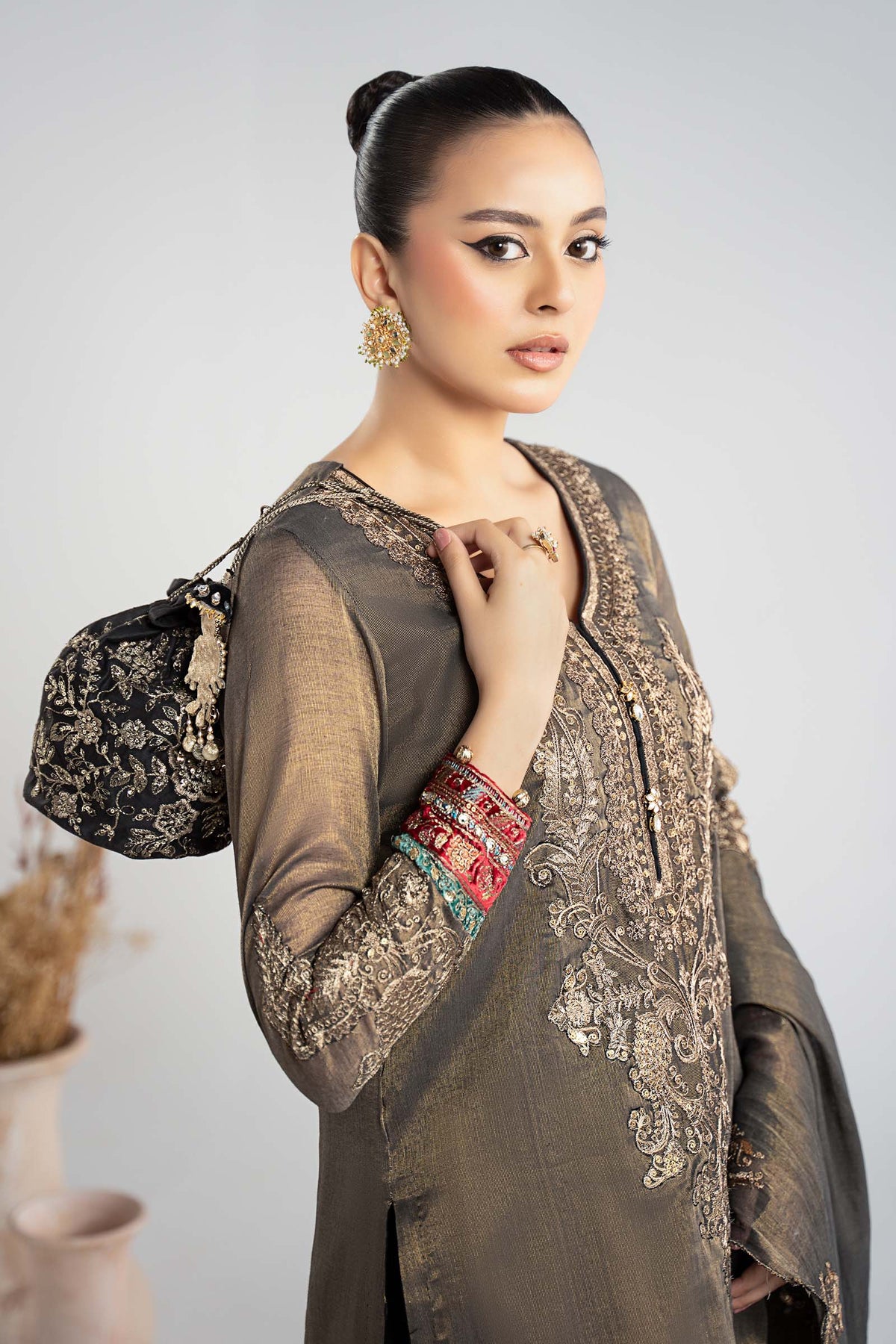 Maria B | Luxury Winter Pret 25 | DW-W25-01-Black by Maria B - Designer Dress  - Type : Ladies Clothes - Available at Libayah - 100% Original 